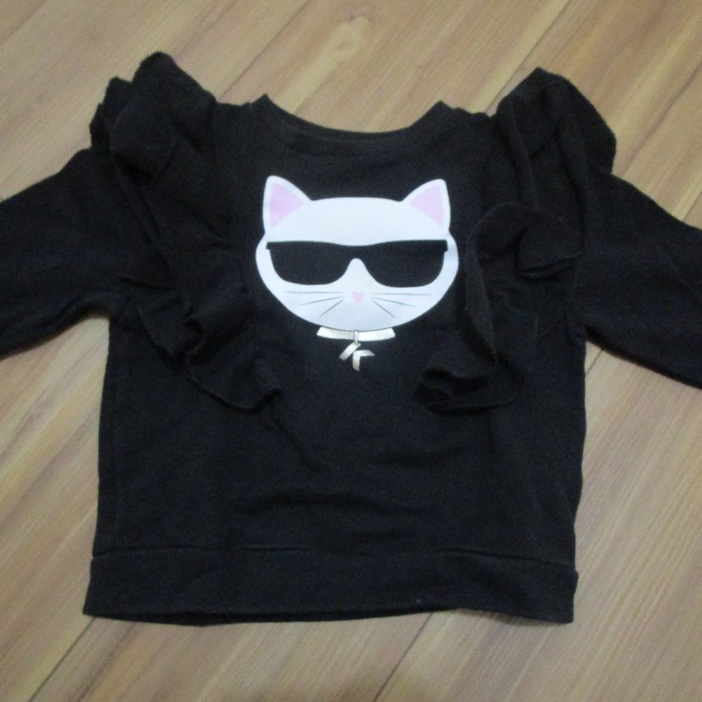 Karl Lagerfeld Kids cat print ruffle sweatshirt - 6
